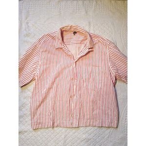 Red and White Striped Button Down Top